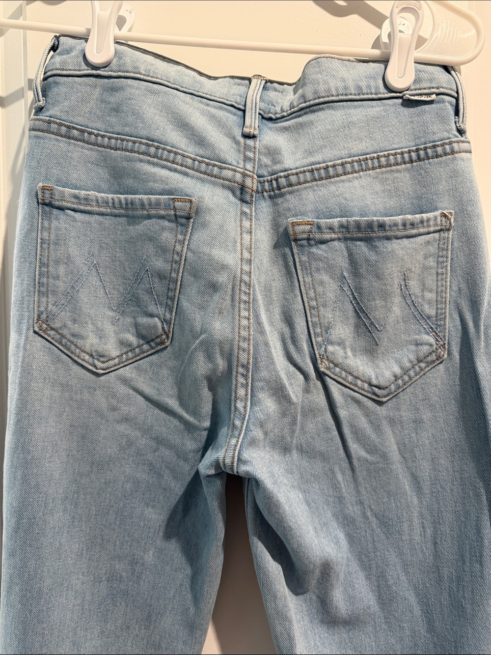 MOTHER Light Blue Frayed Hem Wide-Leg Jeans - Picture 3 of 7